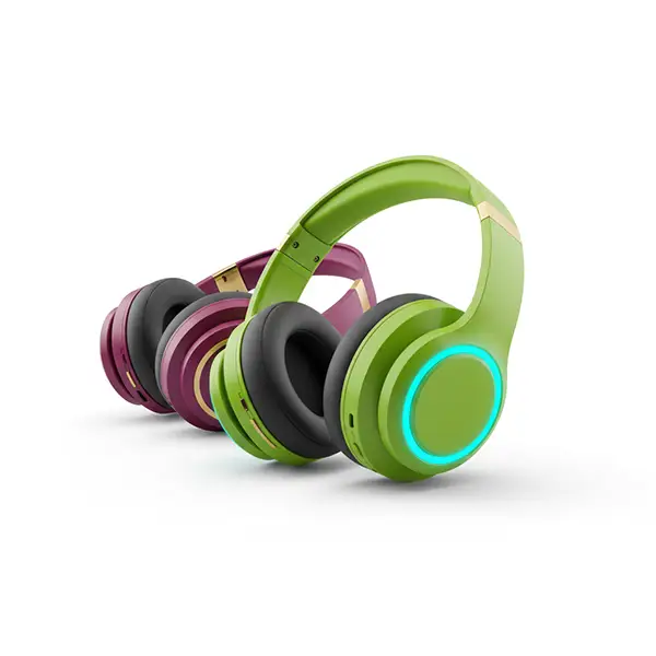 Grasigner headphone product with multi color drop shadow on clean background view