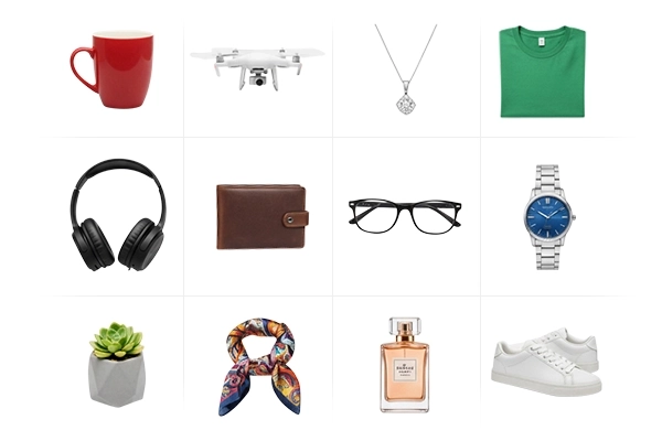 clipping-path-services-grasigner-mug-drone-chain-tshirt-headphone-wallet-sunglass-watch-tree-pot-scarf-cent-shoe-multiple-color