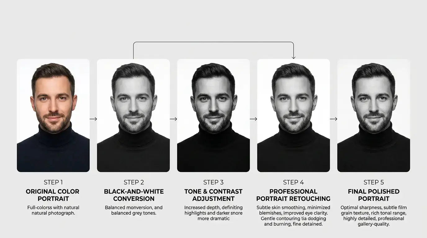 How-GRASIGNER-handles-black-and-white-portrait-retouching-professional-guide-tips