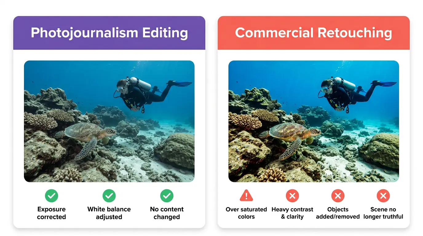Photojournalism-editing-vs-commercial-retouching-GRASIGNER-professional-guide-2026